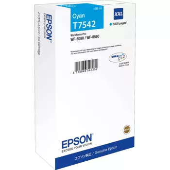 Картридж струйный Epson T7542 (C13T754240), голубой, оригинальный, ресурс 7000 страниц для Epson WorkForce Pro WF-8090DW