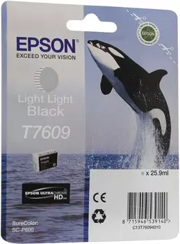 Картридж струйный Epson T7609 (C13T76094010), светло-серый, оригинальный, ресурс 12000 страниц для Epson Epson SureColor SC-P600
