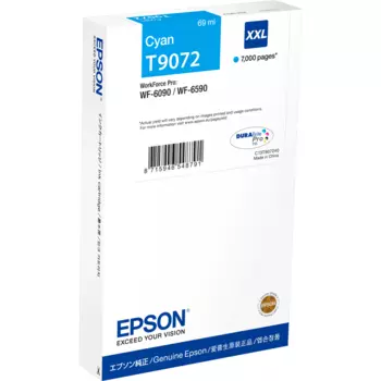 Картридж струйный Epson T9072 (C13T907240), голубой, оригинальный, ресурс 7000 страниц, для WF-6090DW, WF-6590DWF