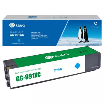 Картридж струйный G&G GG-991XC (991X/M0J90AE), голубой, совместимый, 16000 страниц, для HP PageWide Pro 750/772/777