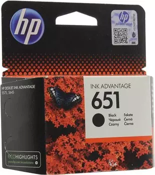 Картридж струйный HP 651 (C2P10AE), черный, оригинальный, ресурс 600 страниц для HP HP DeskJet Ink Advantage 5575 / 5645