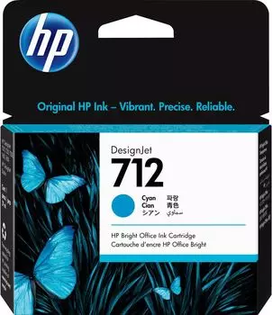 Картридж струйный HP 712 (3ED67A), голубой, оригинальный, объем 29 мл для HP DJ T230/T630/T650/Studio