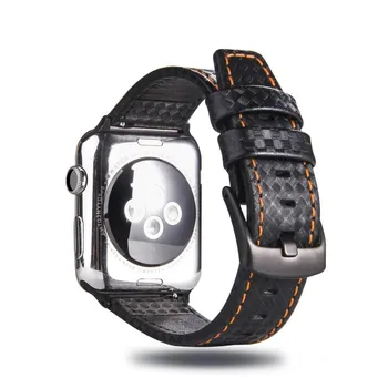 Модный кожаный ремешок из углеродного волокна для Apple Watch 9 8 7, ремешки с ультра-пряжкой для часов IWatch6 5 4 3SE 40 44 41 45 мм 49 мм, аксессуары с пряжкой 38 40mm чёрный