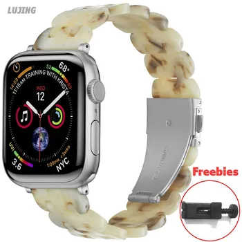 Ремешок из смолы для Apple Watch Band 44 мм, 49 мм, 40 мм, 42 мм, 41 мм, 45 мм, 38 мм, женский браслет IWatch Series 9, 8, 7, 6 SE 5, 4 Ultra2, ремни Correa 38mm 40mm 41mm белый