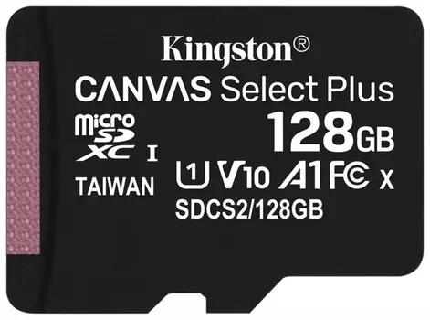Карта памяти Microsdxc 128gb Kingston Canvas Select Plus Uhs-i U1, 100 мб/с (Class 10), Sdcs2/128gbsp