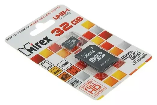 Карта памяти Mirex Microsd, 32 Гб, Sdhc, Uhs-i, класс 10, с адаптером SD