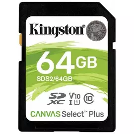 Карта памяти SDXC 64 GB KINGSTON Canvas Select Plus UHS-I U1, 100 Мб/сек (class 10)
