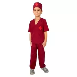 Карнавальный костюм «Санитар бордо», шапка, куртка, брюки, 5-7 лет