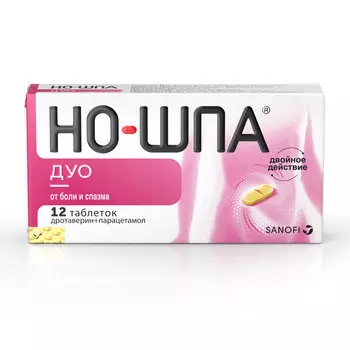 Но-шпа Дуо, таблетки 40 мг+500 мг, 12 шт.