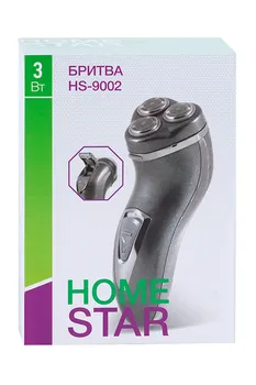 Электробритва HOMESTAR HS-9002, АКБ, роторная, 3 головки, серая