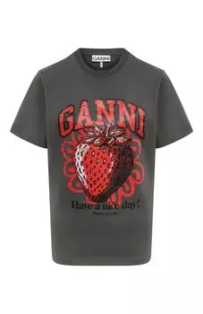 Хлопковая футболка Ganni