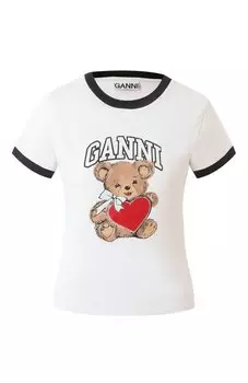 Хлопковая футболка Ganni