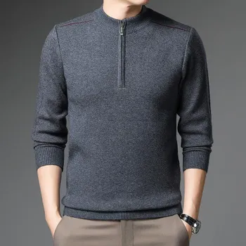 Half Turtleneck Men s Thickening Trend Youth Fashion Pullover Half Zip Knit Winter Dad Suit Men s Wear M/105/165