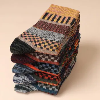 Мужские толстые носки Tribal Totem Retro - 5-10 пар, средней длины, теплые для осени/зимы. 5-Pair Pack