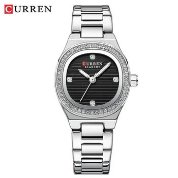 CURREN Waterproof Women Watch Top Brand Luxury Lady Girl Wristwatch Elegant Stainless Steel Bracelet Classic Female Clock серебряный/белый