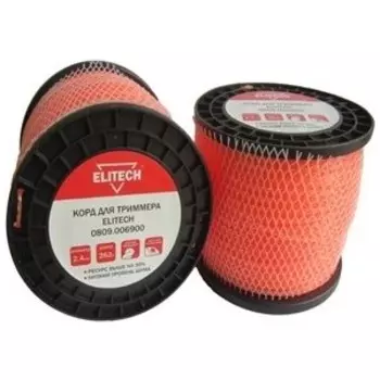 Леска триммерная Elitech 2,4 мм 262м, витой квадрат (0809.006900)