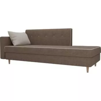 Кушетка АртМебель Селена рогожка коричневый подушка бежевая левый угол
