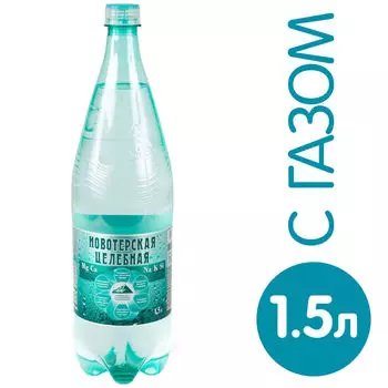 Вода Новотерская Целебная минеральная лечебно-столовая газированная 1.5л