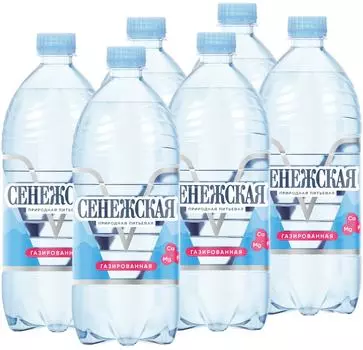 Вода Сенежская природная питьевая газированная 1л (упаковка 6 шт.)