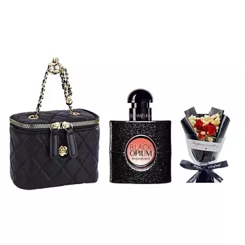 YVES SAINT LAURENT Парфюмерный набор Black Opium +Букет+Сумка