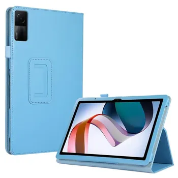 Кожаный чехол для планшета с текстурой личи с держателем для Xiaomi Redmi Pad 10.61 темно-синий