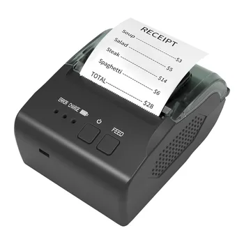 Портативный мини-термочековый принтер Bisofice 58 мм, подключение USB и BT, 2 дюйма, беспроводной принтер B-2 чёрный
