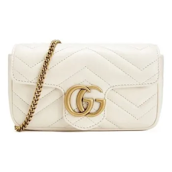 Сумка silver gg marmont leather tote bag 'white' Gucci, белый