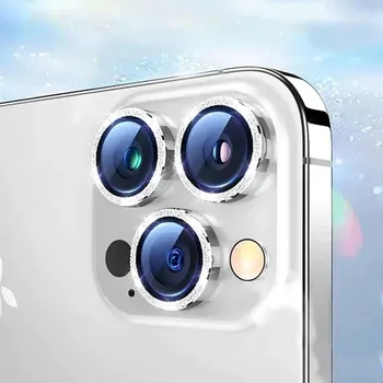 Блестящая защитная пленка для объектива камеры с бриллиантами для IPhone 15 14 13 12 11 Pro Max, металлическое кольцо для мини-камеры, стекло 11 (2PCS)
