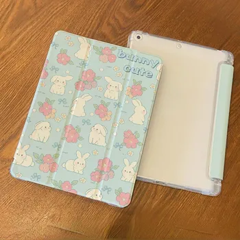 Для iPad 2021 9th 10.2 чехол с милым цветочным узором кролика чехол из ТПУ для iPad Air6 11 Air5 Air4 10.9 Air3/Pro 10.5 с подставкой для карандашей iPad 2021 Gen910.2