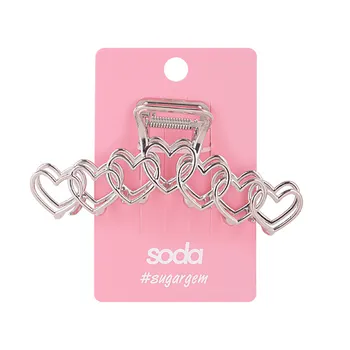 SODA Заколка-крабик для волос Silver Hearts