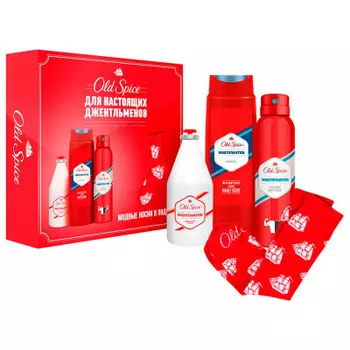Набор подарочный Old Spice вайтвотер дезодорант спрей+гель для душа+лосьон после бритья+носки