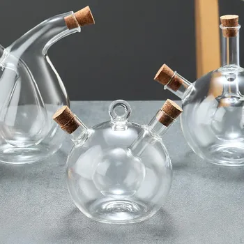 Стеклянная бутылка для масла и уксуса, дозатор для соевого соуса, бутылка для соуса, прозрачная, 2 в 1