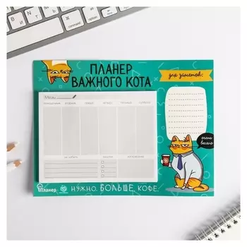 Планер на магнитах Планер важного кота 15 х 20 см (размер части для заполнения 10 х 13 см)
