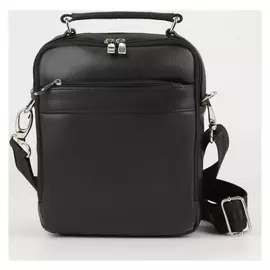 Планшет мужской, 2 отдела на молниях, 2 наружных кармана, регулируемый ремень, цвет чёрный