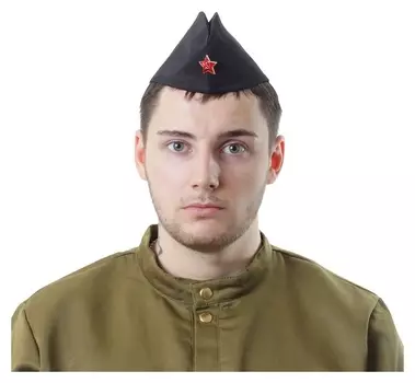 Пилотка со звездой, обхват головы 54-57 см, цвет чёрный