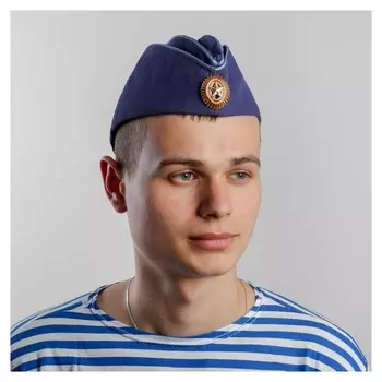Пилотка ввс, с кокардой, синий, р.56+термонаклейка