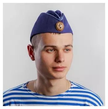 Пилотка ввс, с кокардой, синий р.58+термонаклейка