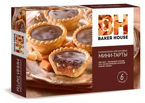 Пирожное мини-тарты Baker House с карамельно-арахисовой начинкой, 240г