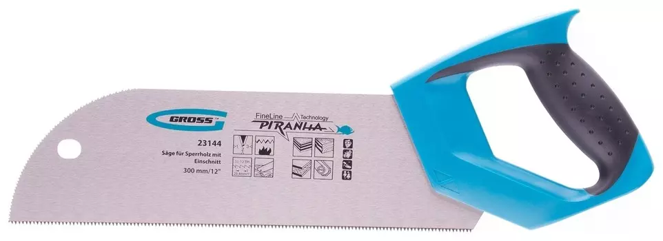 Пила для фанеры с запилом Piranha, 300 мм/12", 11-12 Tpi, каленый зуб 3D, двухкомпонентная рукоятка