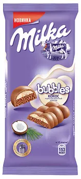 Шоколад молочный пористый с кокосом Bubbles MILKA
