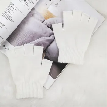 Перчатки Half Finger Magic Варежки Зимние Теплые Вязаные Без Пальцев Женские Мужские Аксессуары чёрный