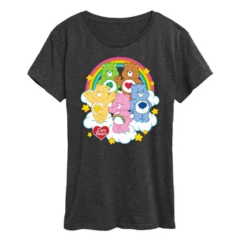 Женская футболка с рисунком Care Bears Group On Clouds Licensed Character, цвет Charcoal Gray