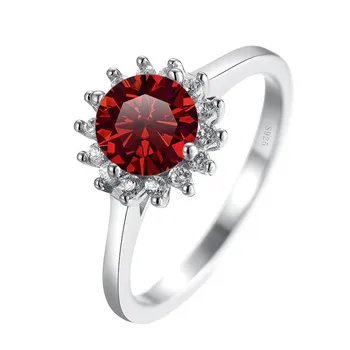 Кольцо Bague Ringen из стерлингового серебра 925 пробы, 1 карат, муассанит, ювелирные изделия с бриллиантами, женские модные кольца в форме подсолнуха, дизайн с четырьмя когтями 1ct No.5 синий