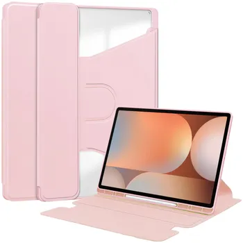 Чехол для планшета Samsung Galaxy Tab S10 Ultra/ S9 Ultra / S8 Ultra 14.6 с прозрачной задней крышкой из искусственной кожи и слотом для карандаша Samsung Tab S8 Ultra чёрный