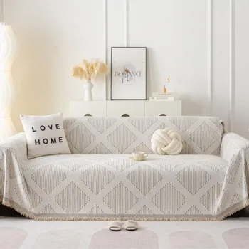 Funda Sofa Home Chenille Grid Диванные коврики Пледы Всесезонный Кемпинг Пикник Одеяло Чехол Чехол для дивана 180x130