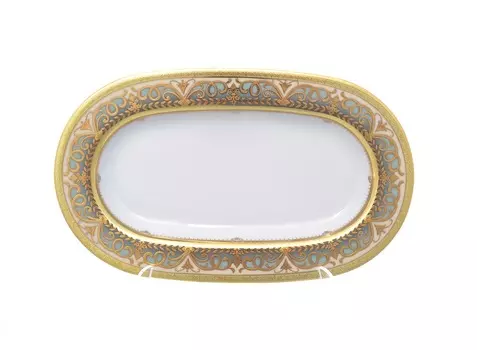 Блюдо овальное arabesque seladon gold (falkenporzellan) мультиколор 24 см.