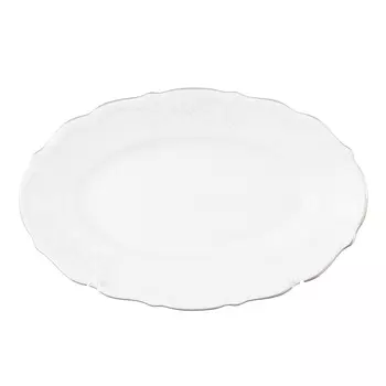 Блюдо овальное плоское свадебный узор (repast) белый