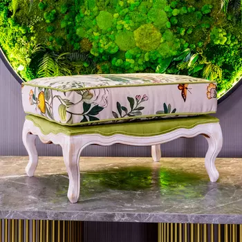 Банкетка для кресла «индокитайский зелёный павлин» (object desire) зеленый 67x41x50 см.
