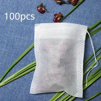100 шт. одноразовых чайных фильтр-пакетов, нетканые прозрачные, идеально подходят для отелей/коммерческого использования - Кухонные и ресторанные принадлежности 100pcs белый