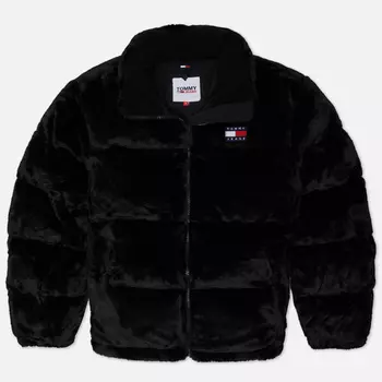 Женский пуховик Tommy Jeans Faux Fur Puffer, цвет чёрный, размер L